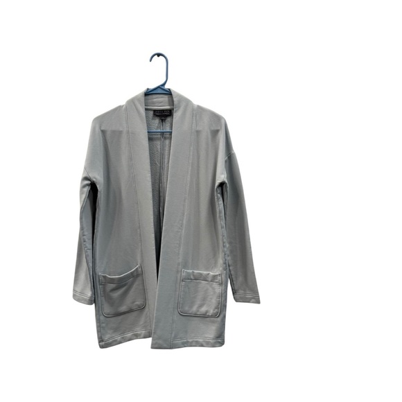Free Fly Thermal Fleece Longline Cardigan Size SM Light Blue Bamboo Casual Warm - Picture 2 of 10